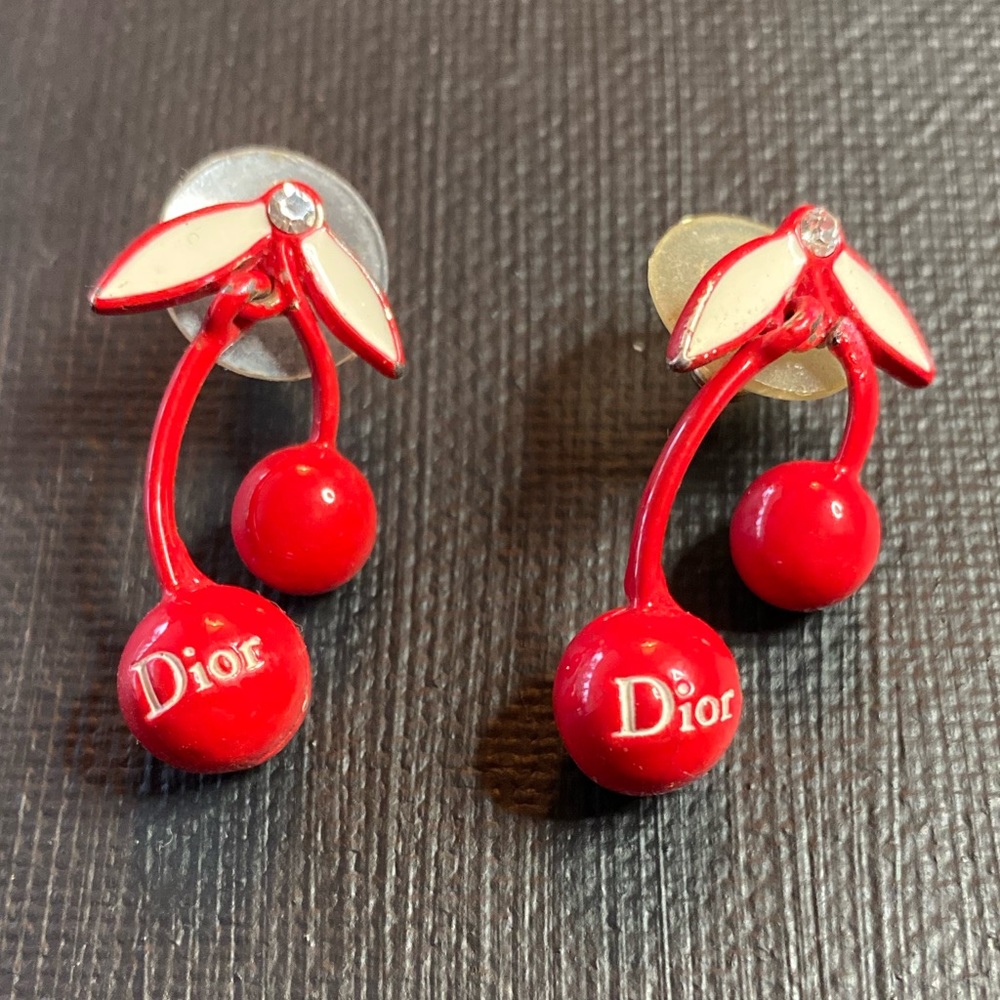 Vintage super unique Dior cherry dangly earrings.